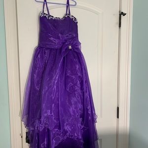 Purple special occasion dress.